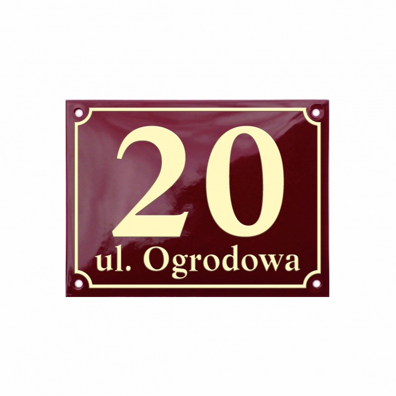 Bordo, tekst kremowy szeryfowy       AP 20x15